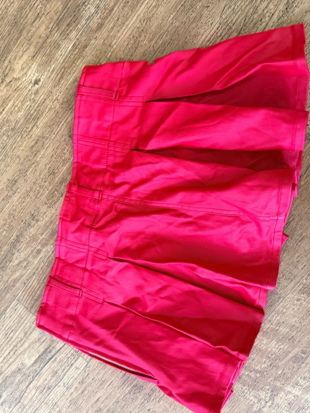 Fashion Nova Red Pleated Mini Skirt with Studded Belt - Picture 6 of 7